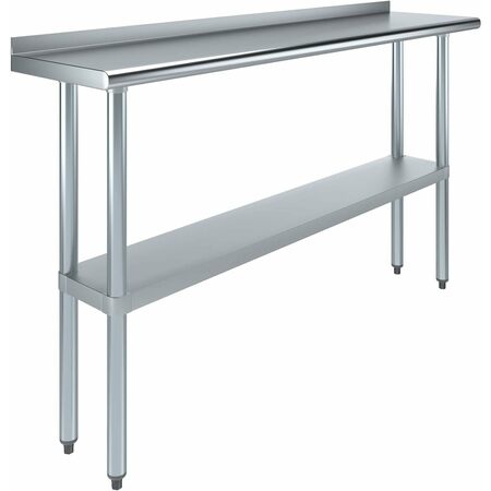 AMGOOD 14 in. X 60 in. Stainless Steel Prep Table with 1.5in Backsplash WT-1460-BS-Z